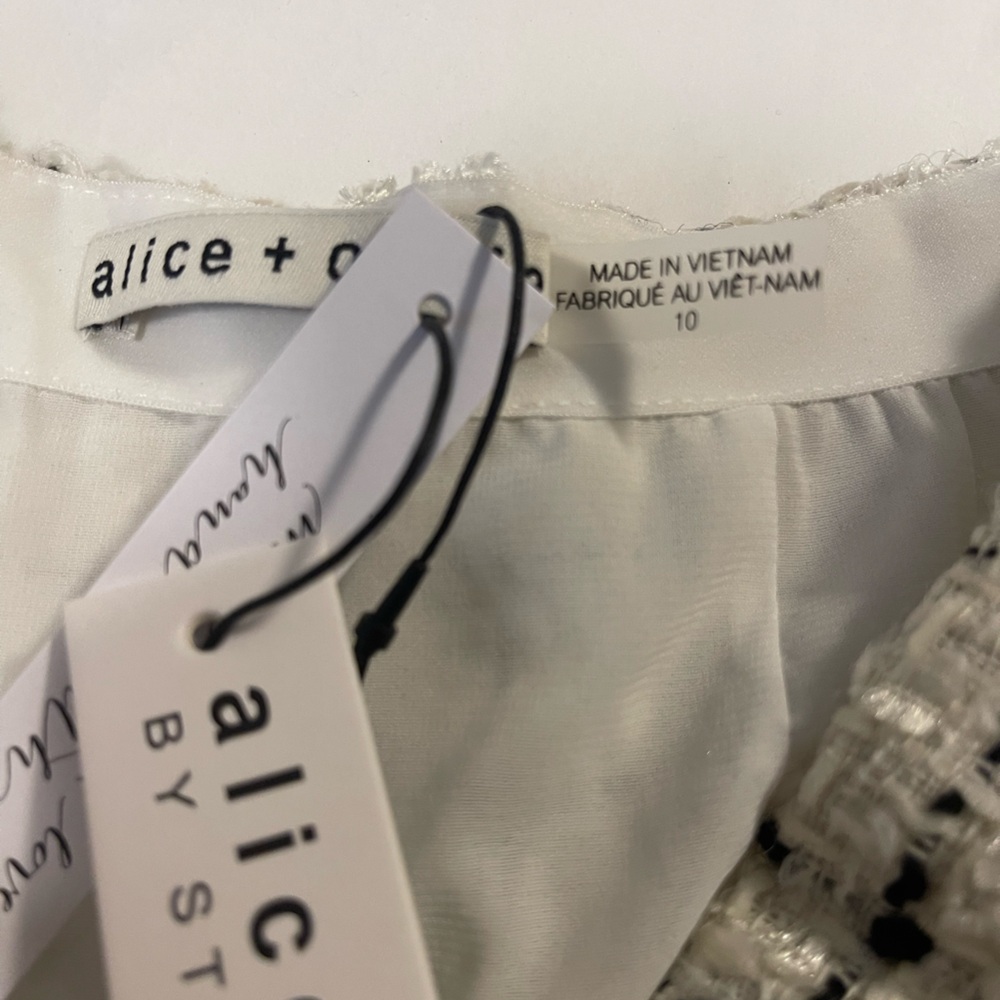 NWT Alice + Olivia Cream and Black Tweed Skirt Size 10 - Picture 10 of 11